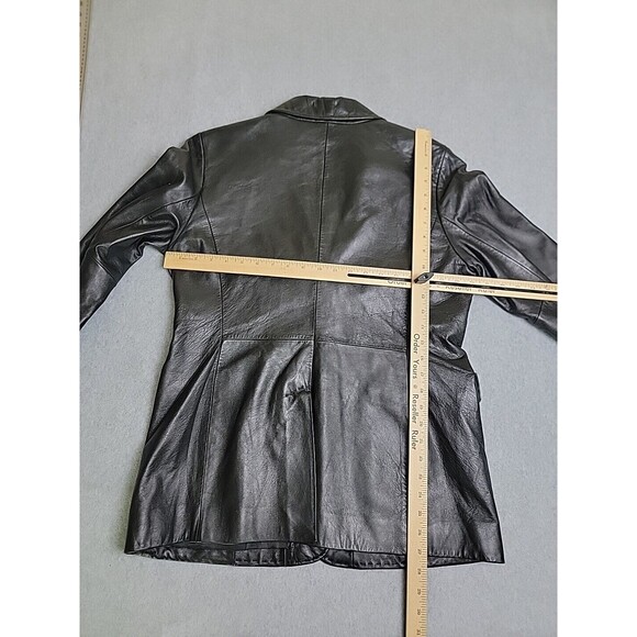 Brooks 346 Leather Jacket Womens 12 Black Two Button Pockets Soft Supple Preppy - Picture 10 of 13
